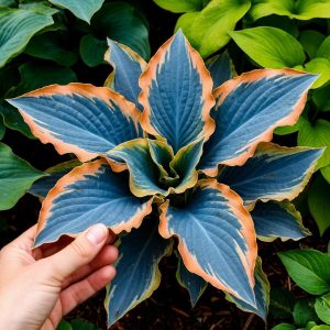 Хоста Океан Вью купить по цене от 960р. в интернет-магазине «Посадика» с доставкой почтой в в Снежногорске и по всей России – [изображение №1].